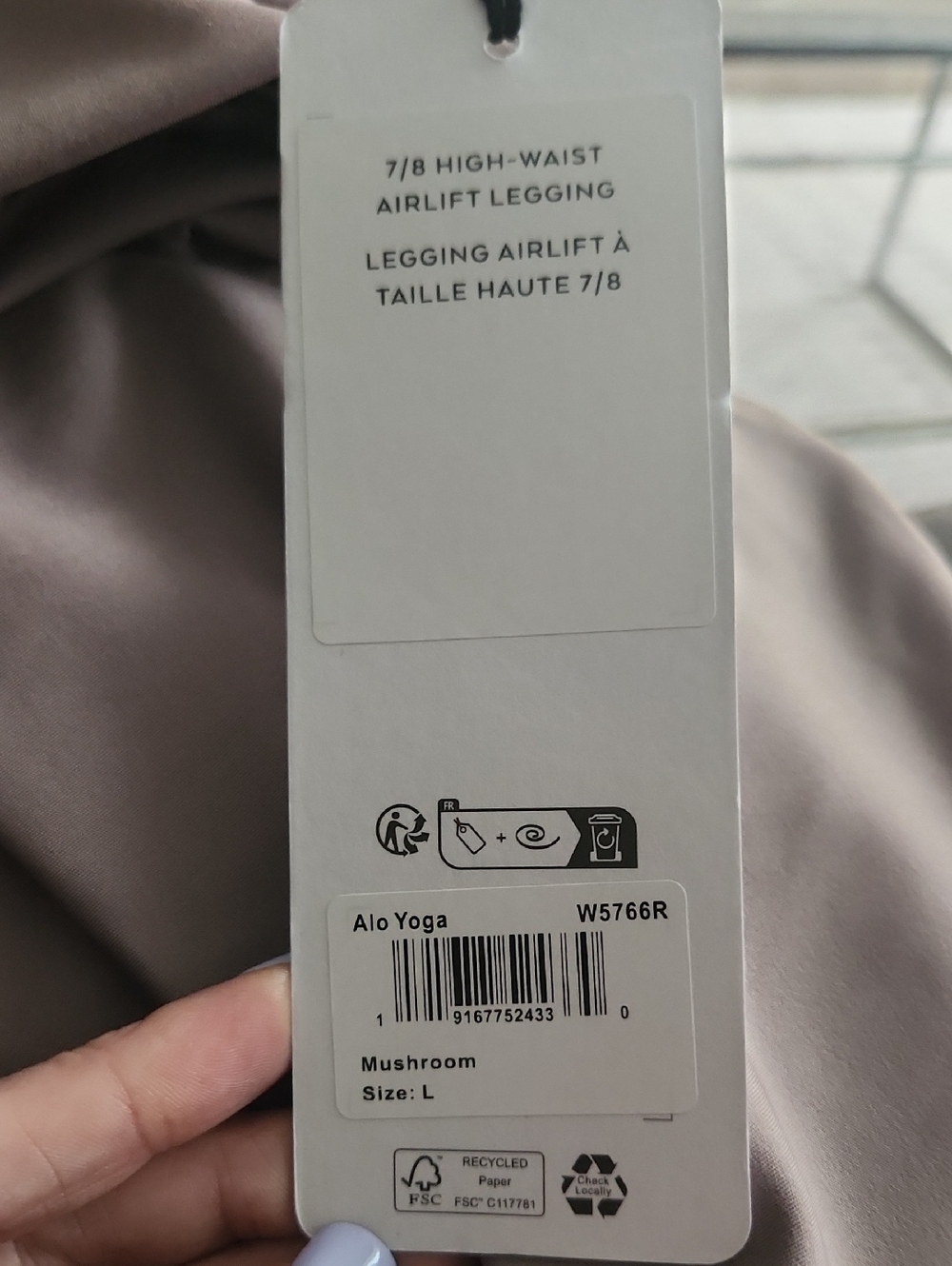 NWT-ALO Yoga Airlift 7/8 Legging - Mushroom
